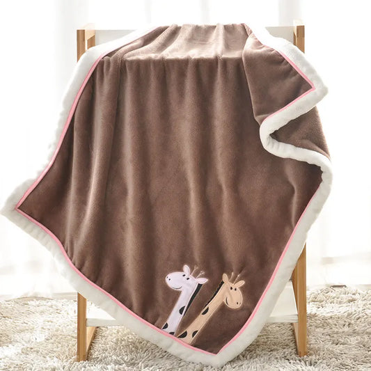 Baby Blankets Newborn Lovely Embroidery Flannel Baby Blanket Baby Boys Girls Swaddle Wrap Infant Stroller Cover Kids Blankets