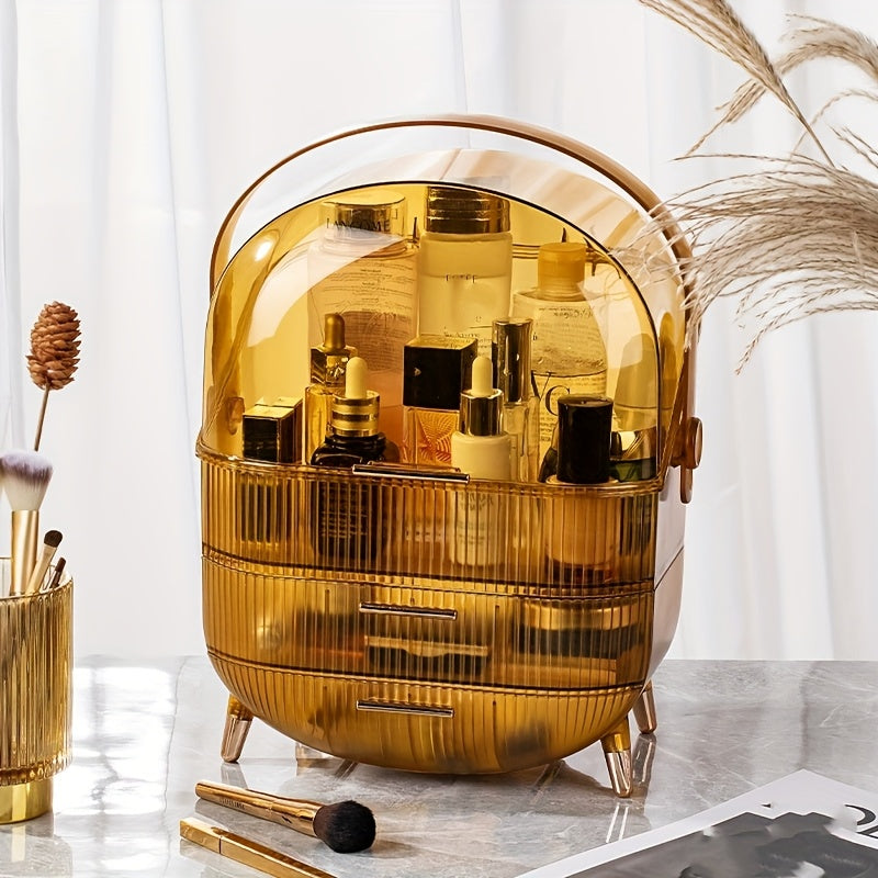 Light Luxury Cosmetic Storage Box Transparent with Lid Desktop Cosmetic Box Vanity Skin Care Storage Rack