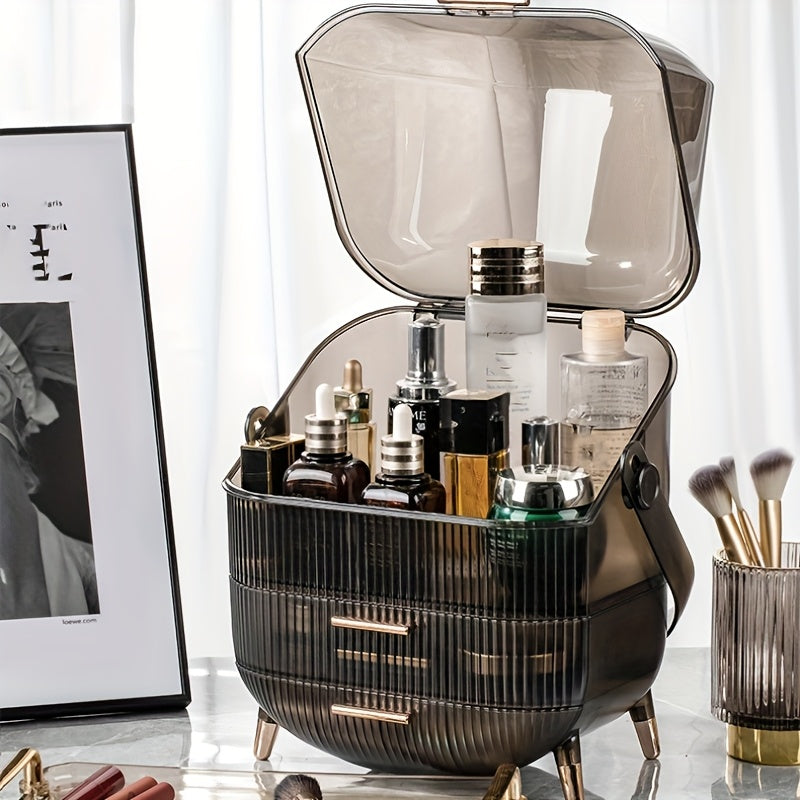 Light Luxury Cosmetic Storage Box Transparent with Lid Desktop Cosmetic Box Vanity Skin Care Storage Rack