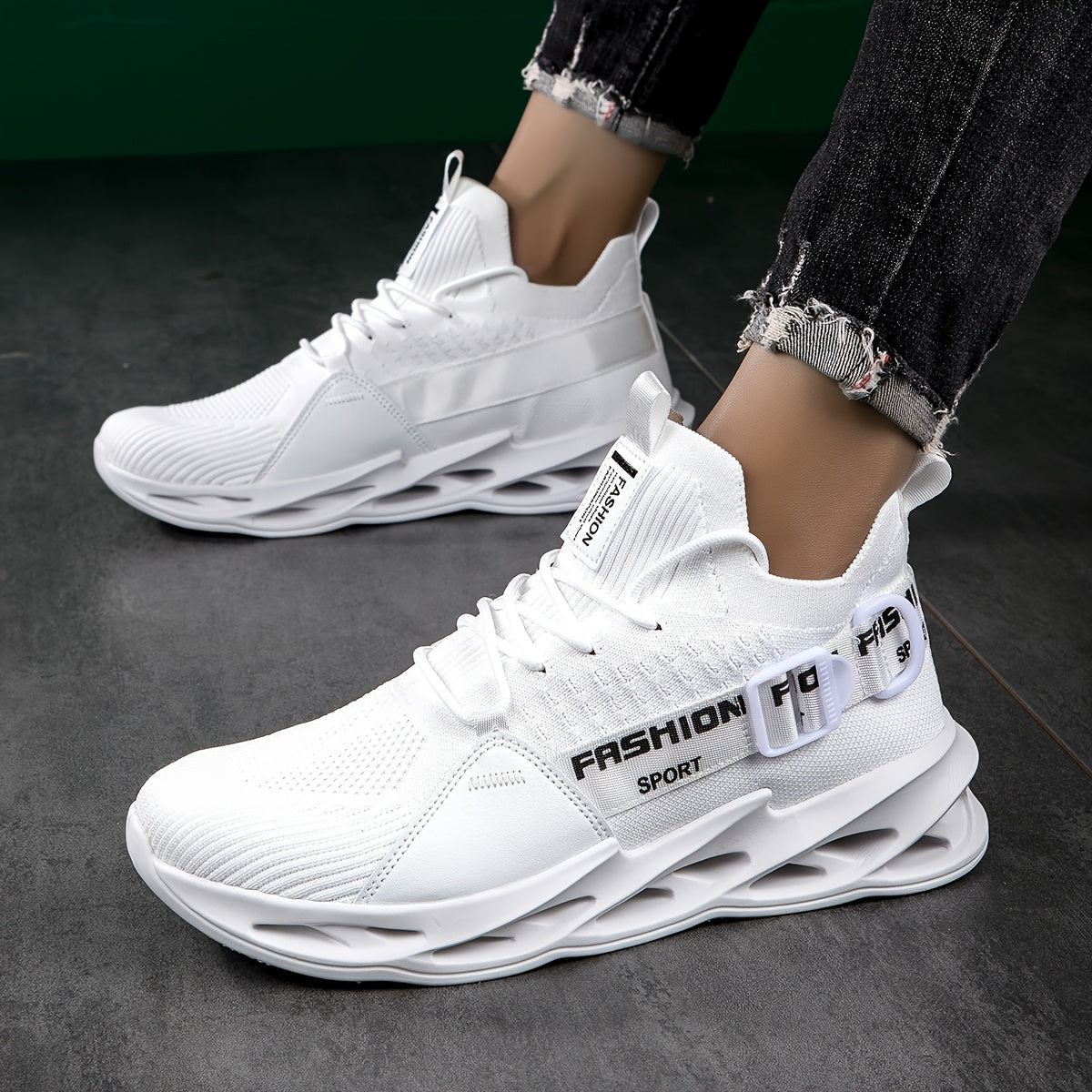 Men'S Breathable Shock-Absorbing Running Shoes - White Low-Top Lace-Up Design with Fabric Upper & EVA Cushioning, Lightweight All-Terrain for Outdoor Training, Hiking, Camping - Durable EVA Sole, Allseason Footwear, Sleek Spo