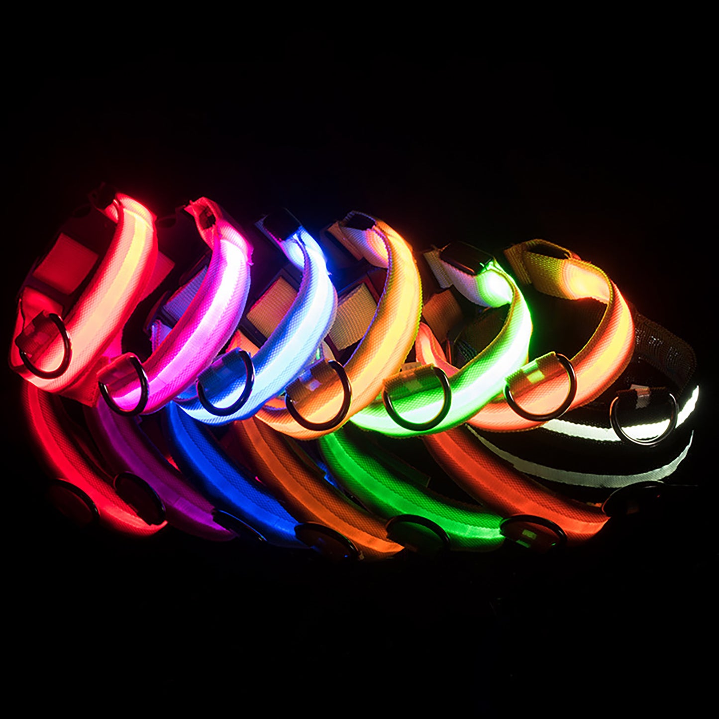 Pet Dogs Adjustable Luminous Collar For Night Safety - Striped Glow-in-the-Dark Collar For Night Walking