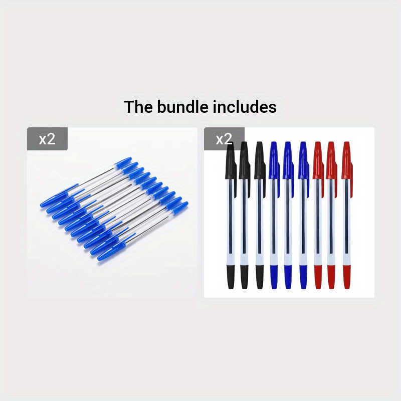 10-Pack Classic Ballpoint Pens, 0.7mm Bullet Tip in 3 Colors