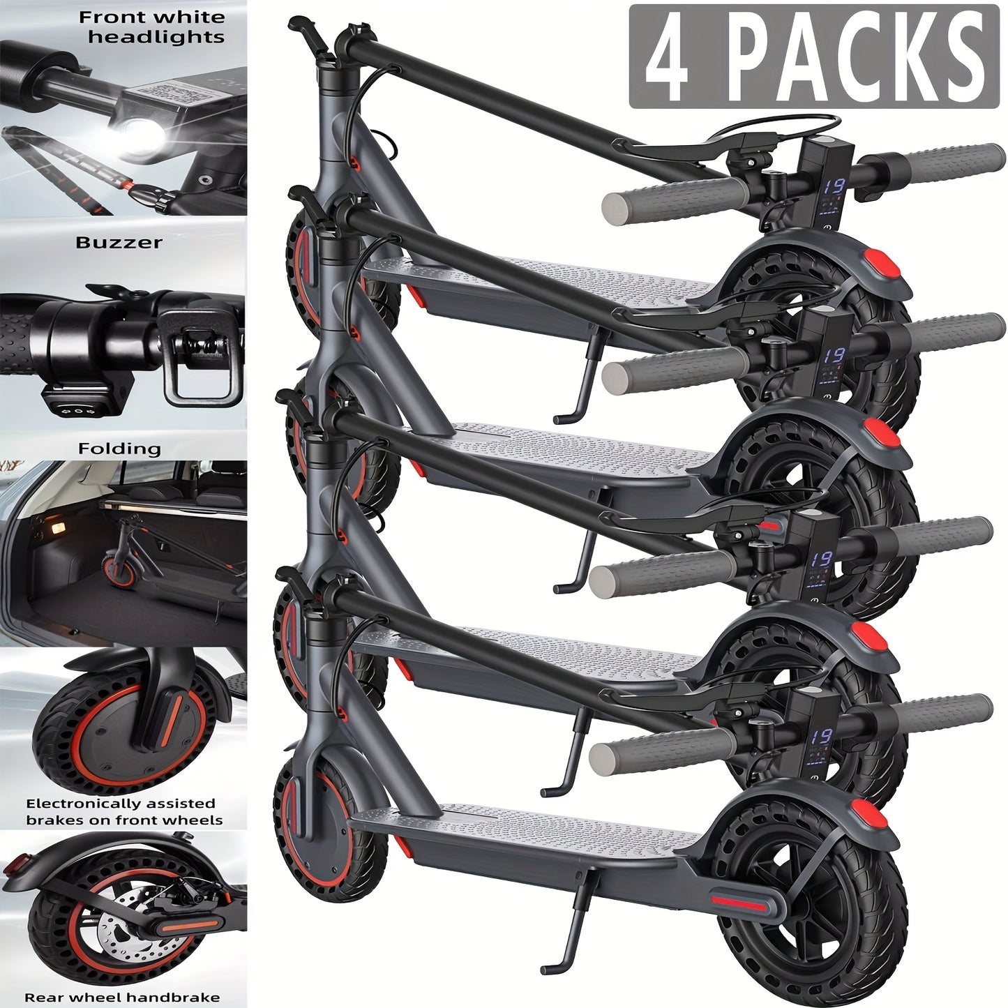 1/2/4PACKS 21.59 cm Foldable Electric Scooter for Adults with LED Display Motor Power Ranges for 350W, Class A 10.4Ah Lithium Battery, 3 Speed Modes, 15 - 30 Mile Range And Maximum Load Capacity Of 120 Kilograms, Surprise Bir