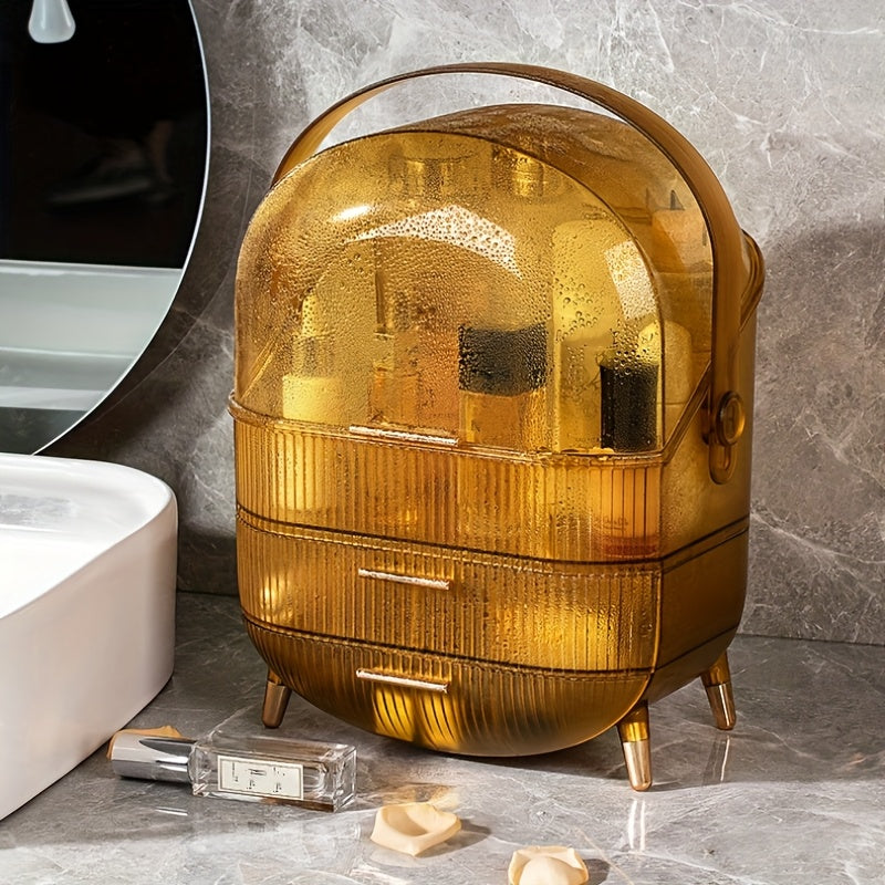 Light Luxury Cosmetic Storage Box Transparent with Lid Desktop Cosmetic Box Vanity Skin Care Storage Rack