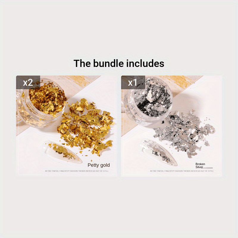 Golden Foil Flakes - Nail Foils Gold Foil For Nail Art, DIY Arts & Crafts, Epoxy, Tumbler, Face And Eye Makeup, Resin Jewelry