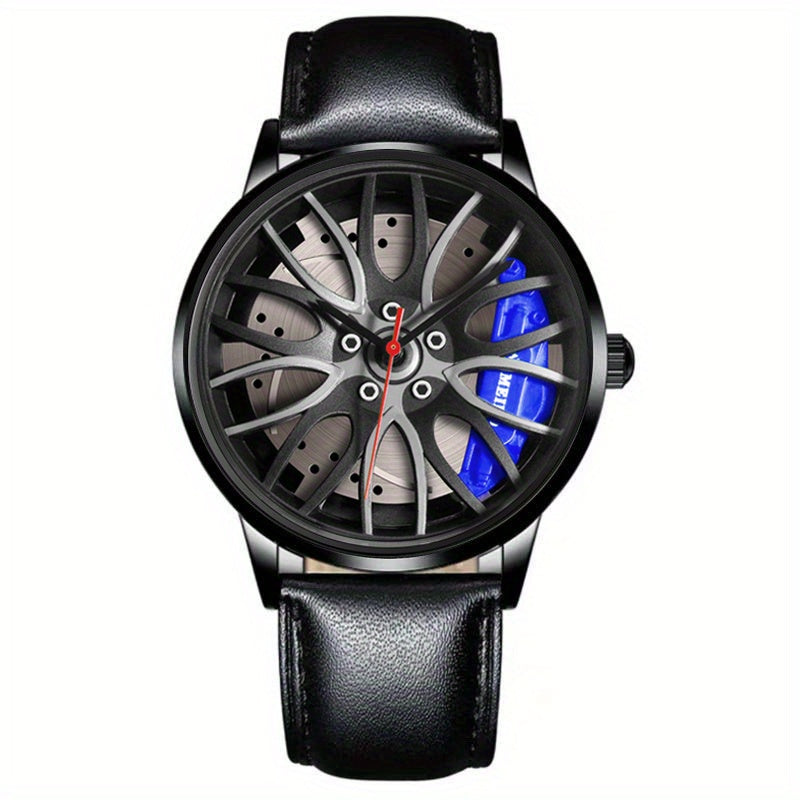 1pc Men's Round Analog Skeleton Dial Watch, Wristwatch, Ideal choice for Gifts