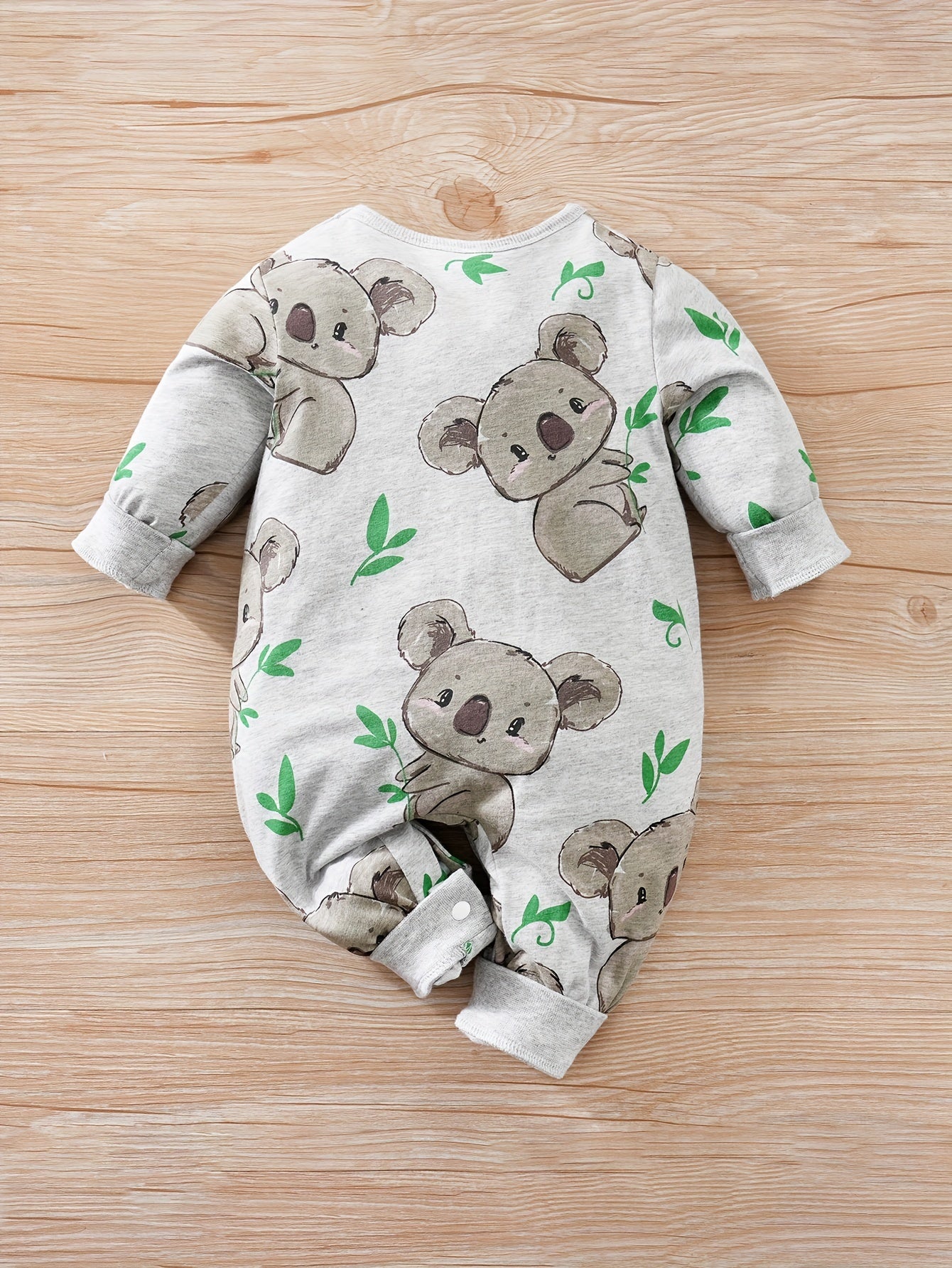 yierying Baby Koala Onesie - Long Sleeve Adorable Koala & eucalyptus leaves, Soft Everyday outfit for Newborns & Infants, Easy-diaper-change Onesie, Perfect for Photoshoots & Gifts, Newborn Essentials, Animal Print Romper, Ge