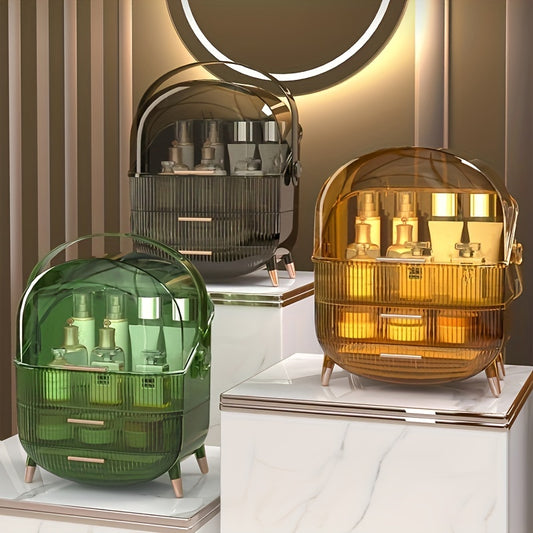 Light Luxury Cosmetic Storage Box Transparent with Lid Desktop Cosmetic Box Vanity Skin Care Storage Rack