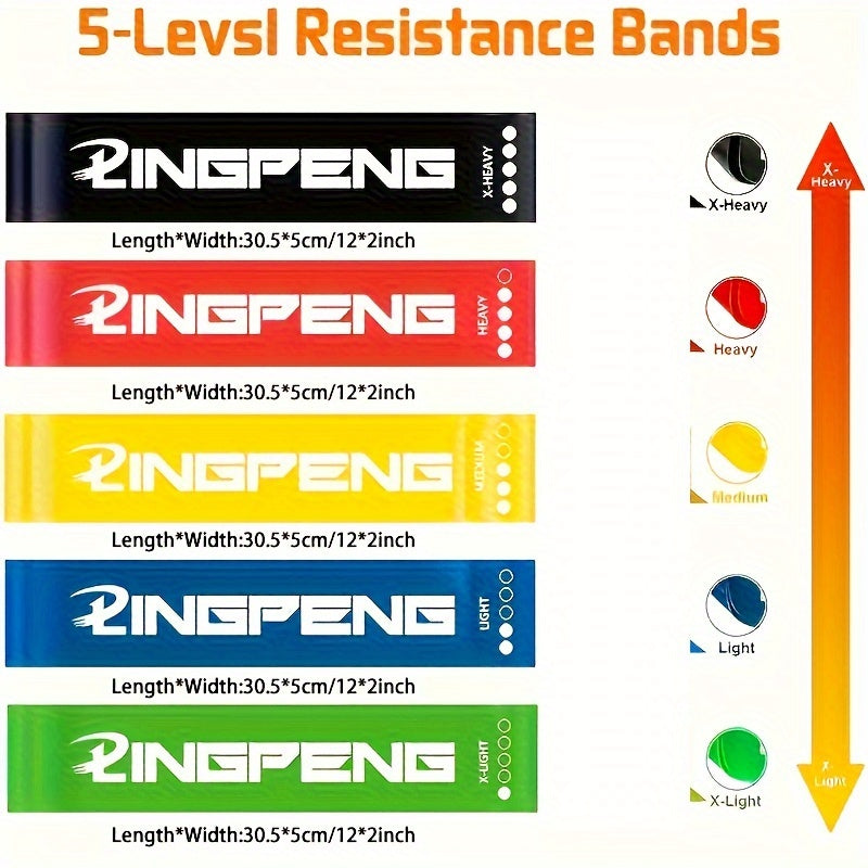 1pc 5-Level Yoga Resistance Band for Full-Body Workout and Stretching